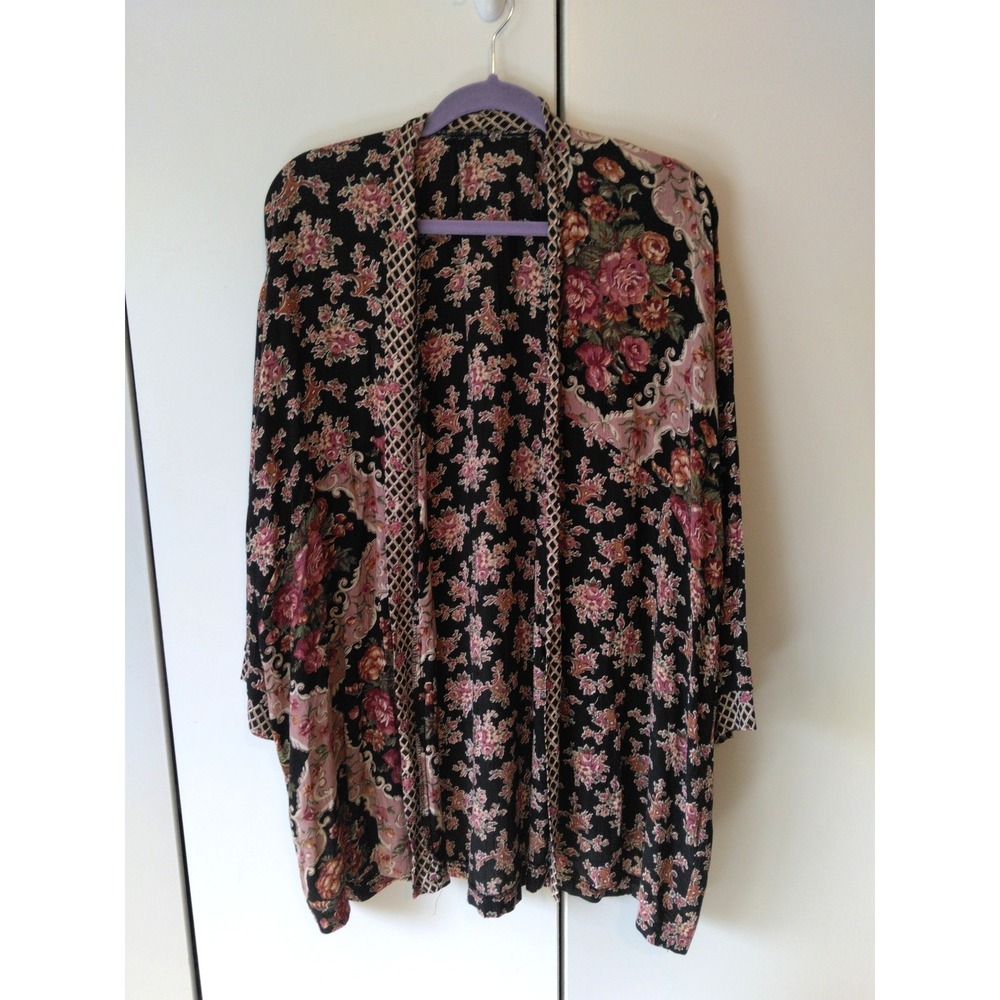 Womens Floral Open Front Boho Kimono Duster Size 2x Oversized Flowy Romantic